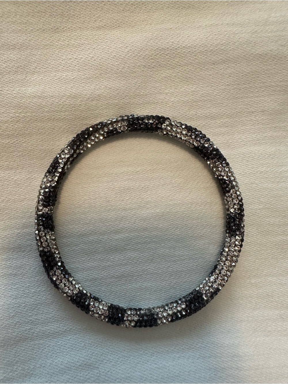 Sparkling Black and Silver Crystal Bangle Bracelet